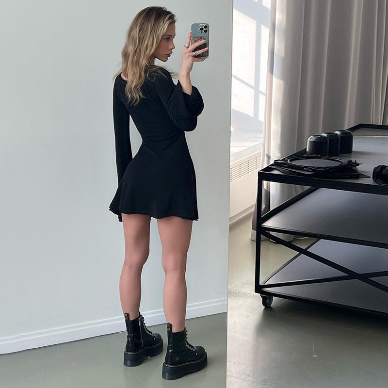 Fashionable Elegant Slim Basic Woolen Long Sleeve Dress