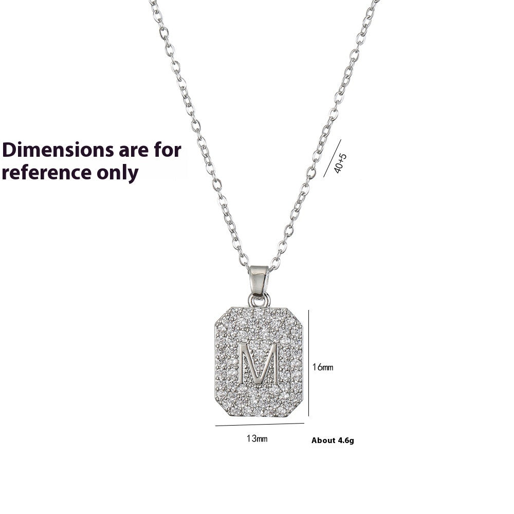 Japanese And Korean Style Niche Temperament Fashion M Letter Brand Pendant Titanium Steel Necklace