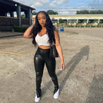 Women's New Slim Fit Micro-pull PU Leather Pants