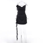 European And American Flower Deep V Strap Slim Fit Dress