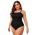 Solid Color Double Shoulder Cover Belly Siamese Plus Size Bikini Triangle Swimsuit Women