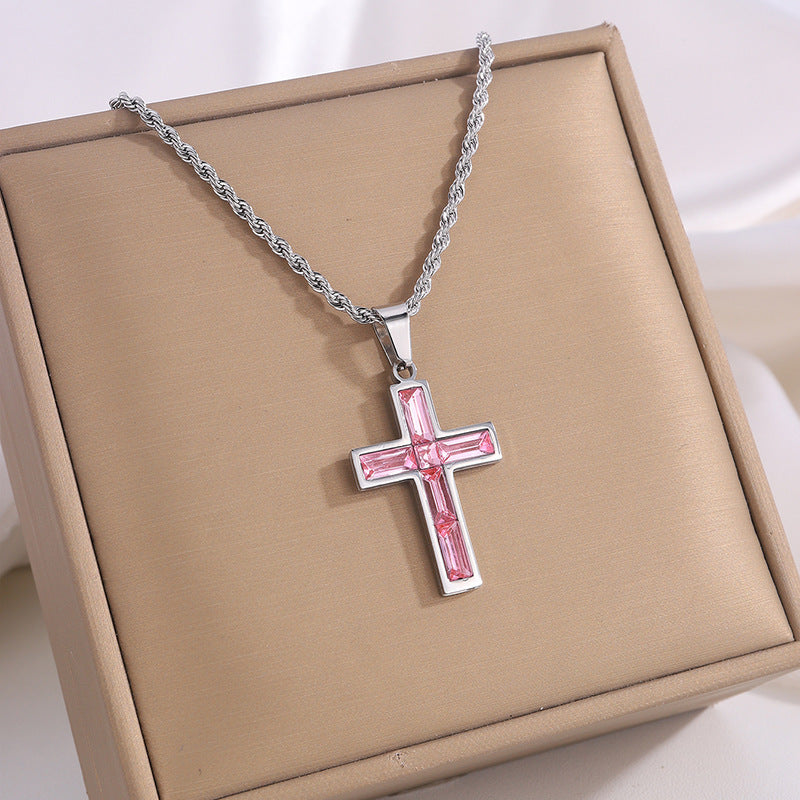 European And American Ing Style Diamond Cross Necklace Unique No Color Fading