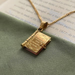 Book Lover Necklace Carved Openable Book Necklace