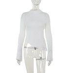 Temperament Leisure All-match Features Fabric Long-sleeved Top