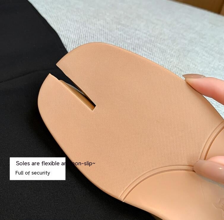 Women's Mary Jane Soft Leather Trotter Shallow Mouth Flat Bottom Split-toe Shoes