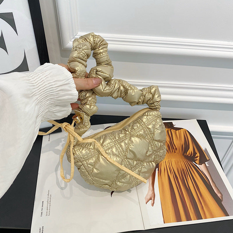 Pleated Cloud Bag Advanced Bright Face Color Shoulder