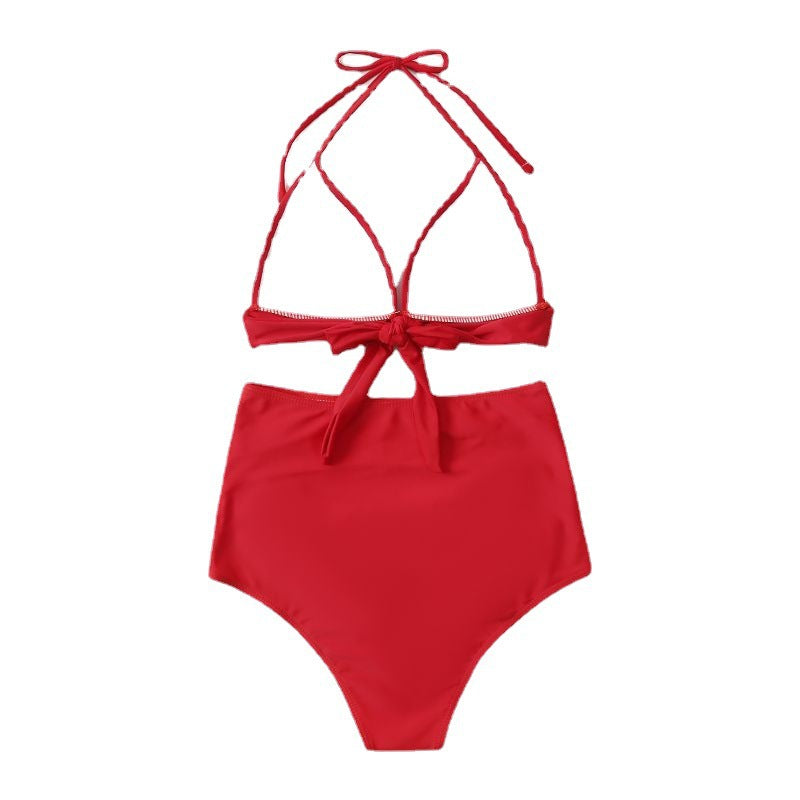 High Waist Triangle Tether Halter Bikini Split Amazon AliExpress Hot Sale Swimwear