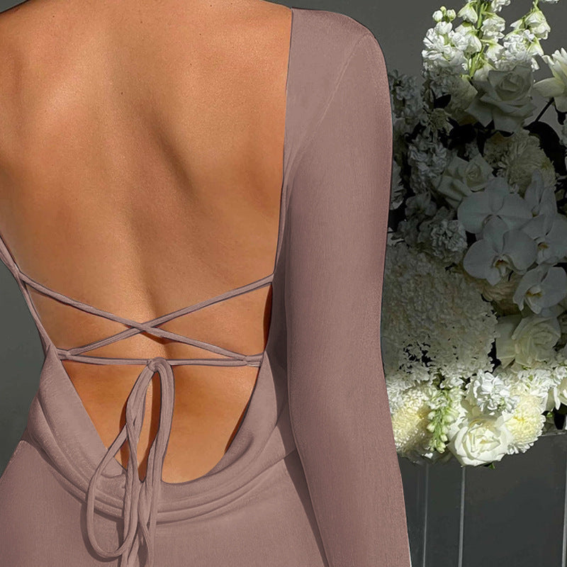 European And American Style Elegant Women's Long Sleeve Autumn Hot Girl Slim Fit Long Dress