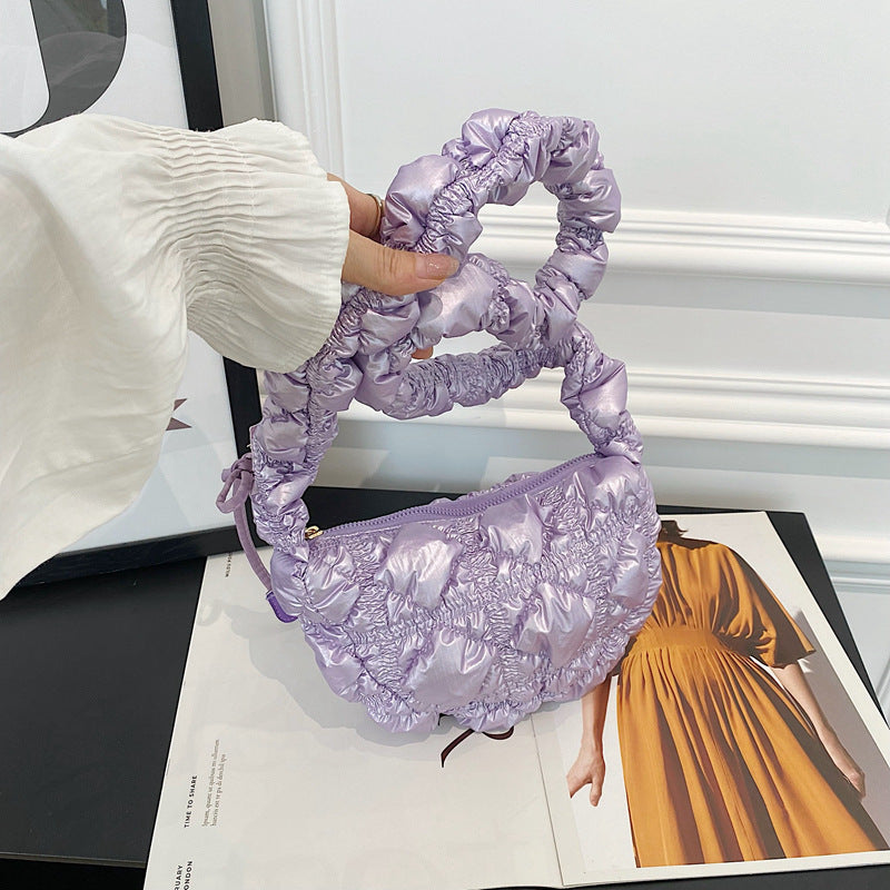 Pleated Cloud Bag Advanced Bright Face Color Shoulder