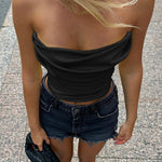 Fashion Tube Top Fishbone Cinched Waist Waistcoat Women