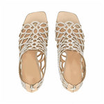 Women's Peep Toe Rhinestone Hollow High Heels