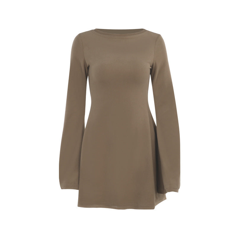 Fashionable Elegant Slim Basic Woolen Long Sleeve Dress