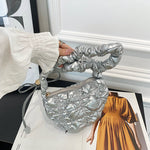 Pleated Cloud Bag Advanced Bright Face Color Shoulder