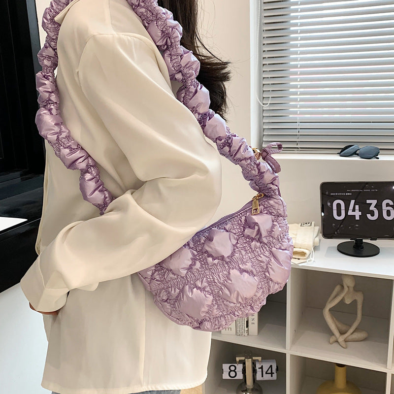 Pleated Cloud Bag Advanced Bright Face Color Shoulder