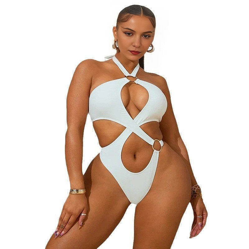 European And American Summer Sleeveless Lace-up Cutout Jumpsuit Women