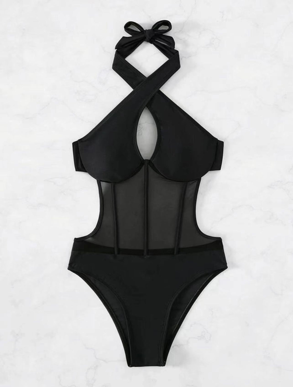 Lady Sexy One-piece Spun Yarn Swimsuit Bikini