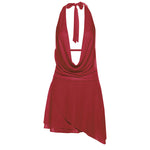 New Pure Color Halter Deep V-neck Backless Sexy Irregular Dress Women
