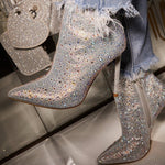 Fashion Runway Stiletto Heel Ankle Boots Hot Drilling