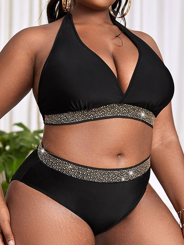 Plus Size Swimsuit Women's Color Matching Hot Spring Bikini