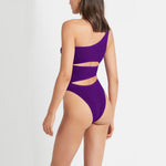 Women's Wave Stripe Solid Cut Out One Piece Swimwear
