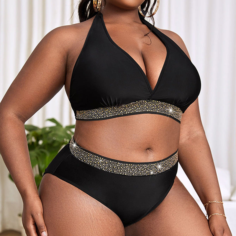 Plus Size Swimsuit Women's Color Matching Hot Spring Bikini