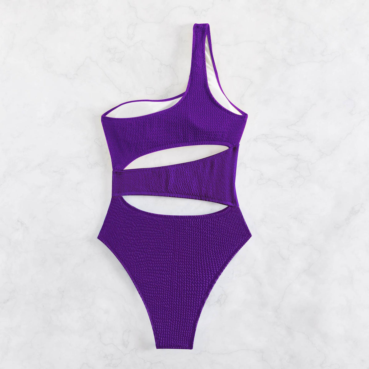 Women's Wave Stripe Solid Cut Out One Piece Swimwear
