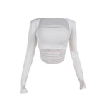European And American Style Temperament Spun Yarn Pleated Tube Top Long Sleeve Short Cardigan Two-piece Set